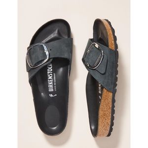 Birkenstock Madrid Big Buckle Sandals in Oiled Black Leather 41 Womens 10